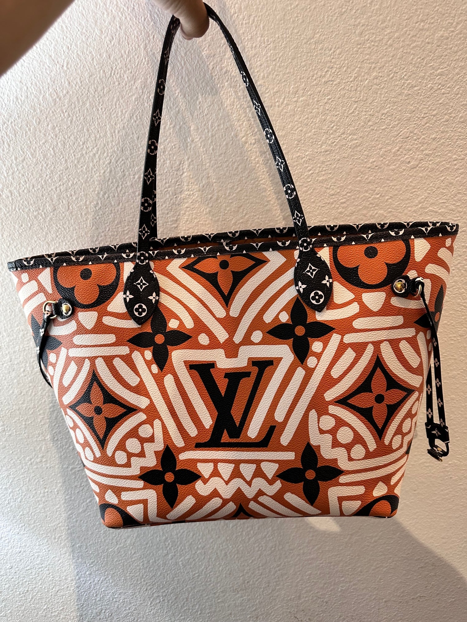 Louis Vuitton Brown-Orange Monogram Crafty Neverfull MM Tote with